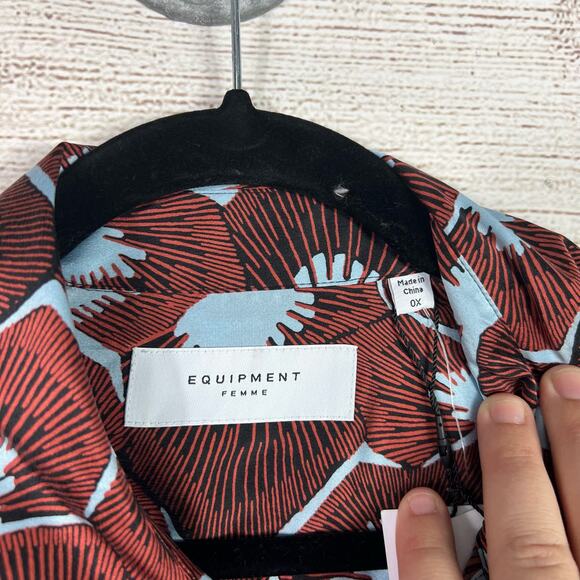 Equipment Plus Size Bradner Print 100% Silk Button Front Blouse Size 0X - Picture 3 of 8